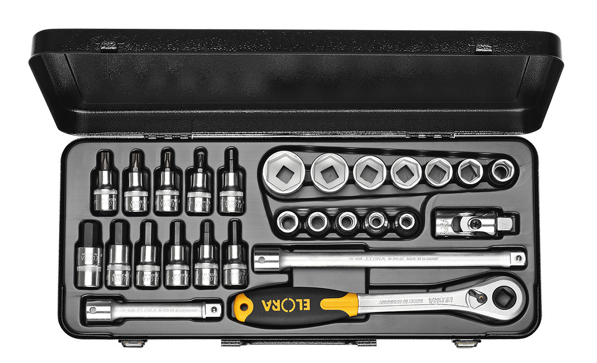 Elora Steckschlüssel-Satz 1/2 Zoll, 30-teilig mit 6-kant und TORX, 10-50 mm, Silber - Bild 1