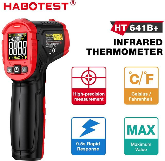 HABOTEST Infrarot-Thermometer HT641A/HT641B/HT641A+/HT641B+ berührungloses Laser-Temperaturmessgerät zur Oberflächenmessung - Bild 1