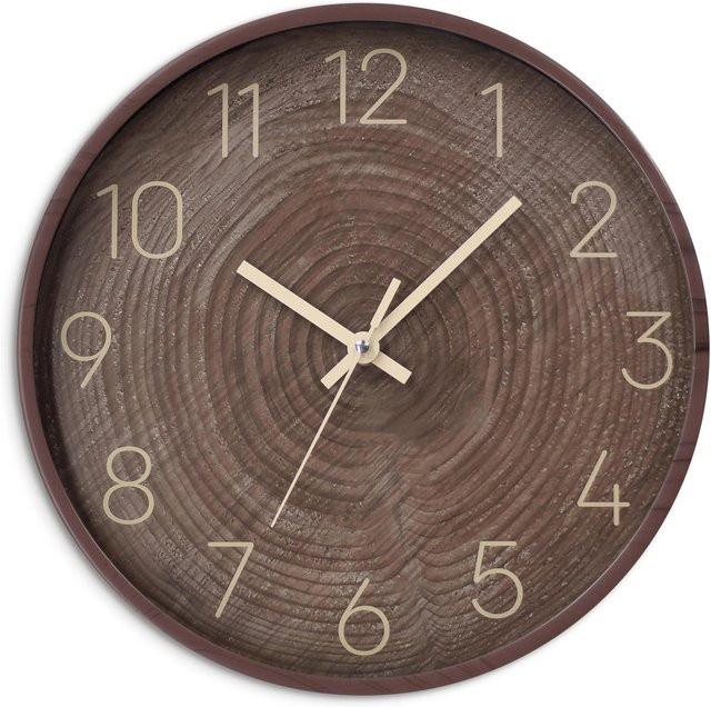 Wall-Art Wanduhr Baumstamm in Holzoptik, Farbe: Braun, Durchmesser: 30 cm - Bild 1