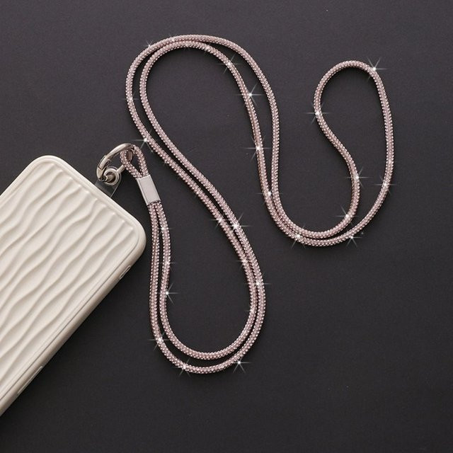 Luxus Kristall Strass Telefon Lanyard in Schwarz als Bling Bling Anti-Verlust Handy Anhänger und Zubehör - Bild 1