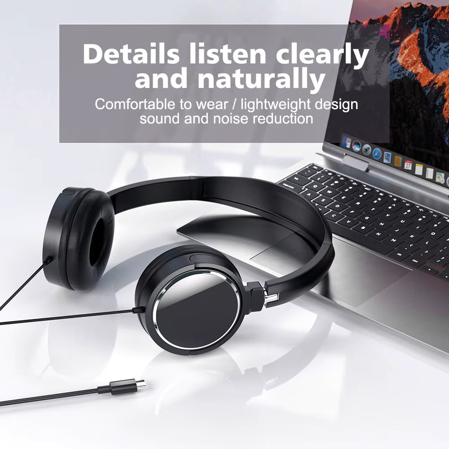 CUGUU Stereo Kopfhörer mit Mikrofon, faltbar, Bass-verstärkt, 3,5 mm Jack und USB-C, für PC und Mobilgeräte - Bild 4
