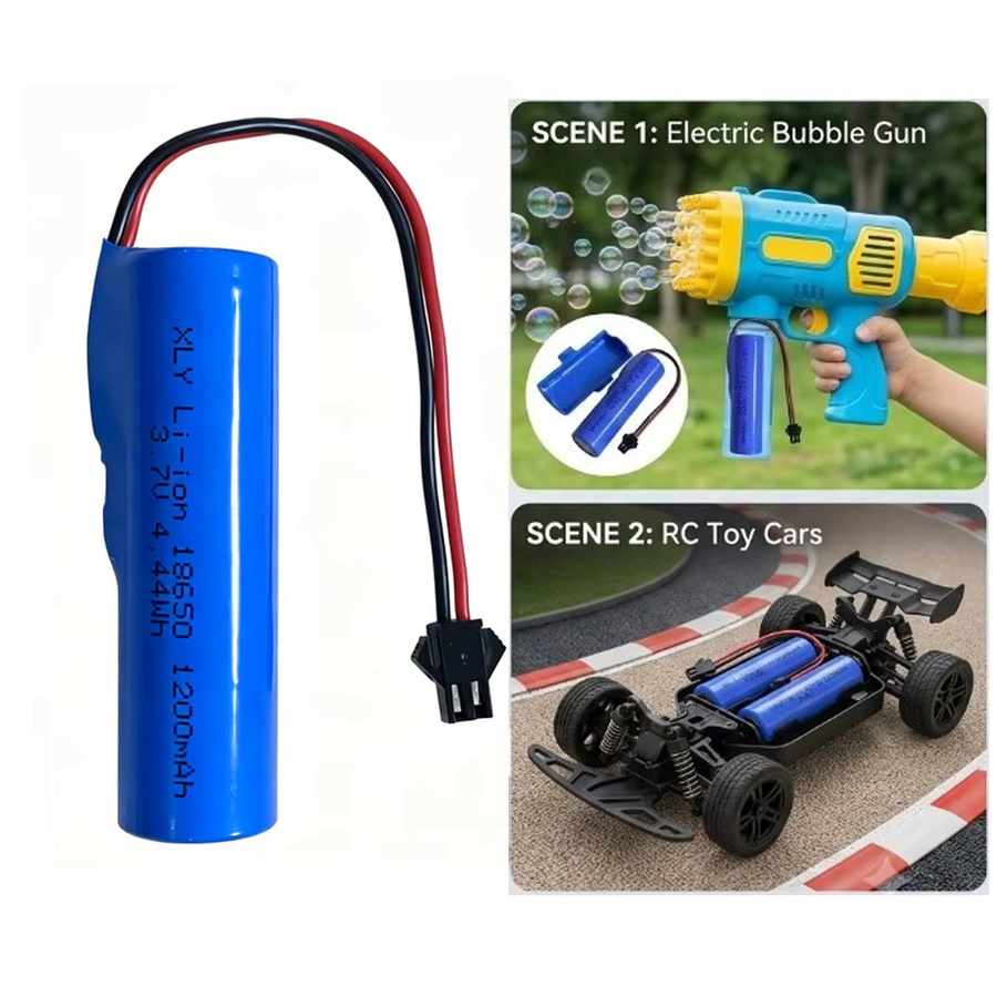 YTBNA Wiederaufladbare Lithium-Batterie 3,7V 18650 mit 1200mAh und SM-Stecker in Blau für Spielzeugautos und elektrische Spielzeuge - Bild 2