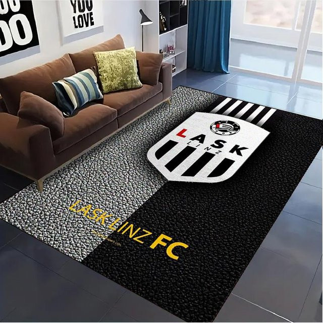 NuanSue Home LASK LINZ LOGO Teppich in Schwarz, rutschfeste Bodenmatte für Wohnzimmer, Schlafzimmer und Kinderzimmer, B/T: 70 x 100 cm - Bild 1
