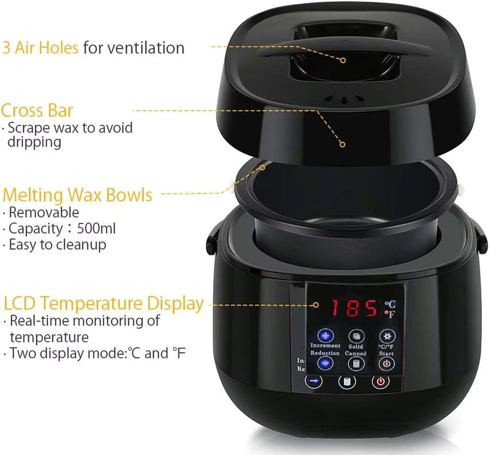 Wachs-Heizmaschine mit LCD-Temperaturanzeige, 500 ml, Unisex - Bild 4
