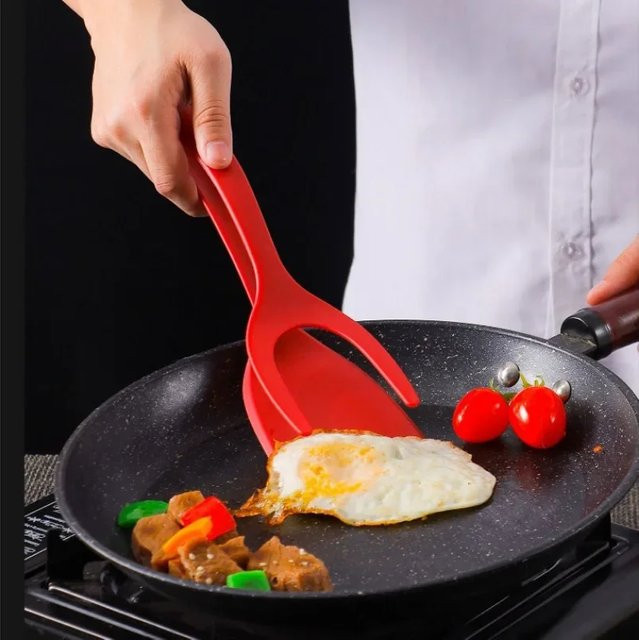 YOCITY 2-in-1 Nylon-Wendezange mit Eierspatel und Steakwender in Rot - Bild 1