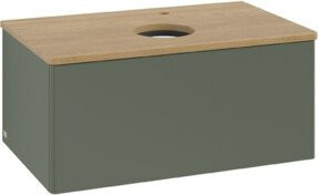 V&B Waschtischunterschrank Antao ohne Frontstruktur in Eiche Honig lackiert, B/T/H: 80 x 36 x 50 cm - Bild 1