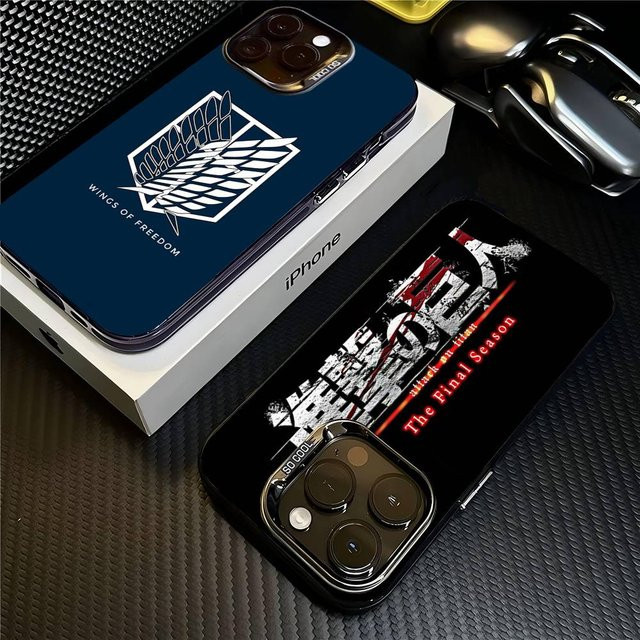 Potdemiel Anime Attack On Titan Handyhülle für iPhone 11 bis 17 Pro Max, Matte Abdeckung, Mehrfarbig - Bild 1