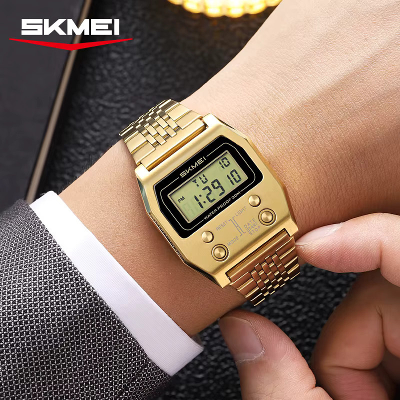SKMEI Digitaluhr Edelstahl, Silber, Herren - Bild 4