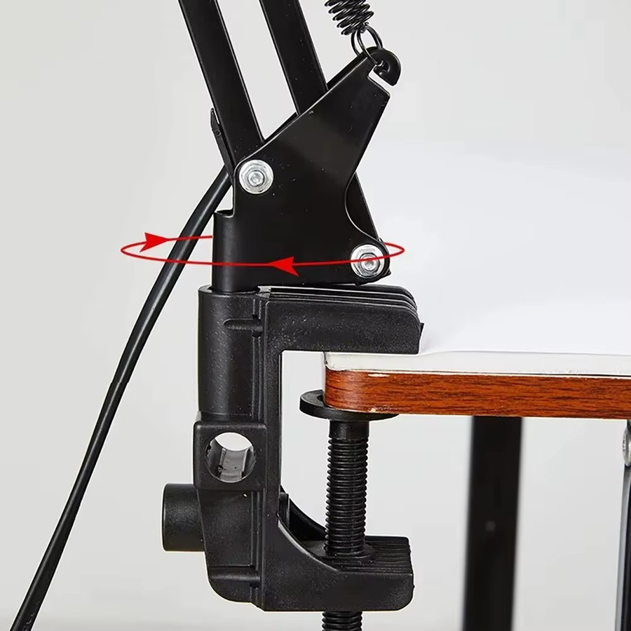 JOYINLED Verstellbare LED-Schreibtischlampe mit Clip und E27-Fassung in Schwarz - Bild 3
