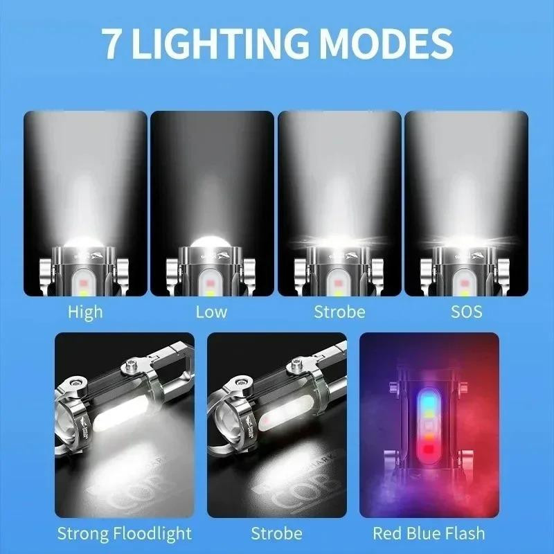 YJMP Super Lighting COB LED Mini Schlüsselanhänger Taschenlampe, USB wiederaufladbar, Schwarz, 3er-Set - Bild 8