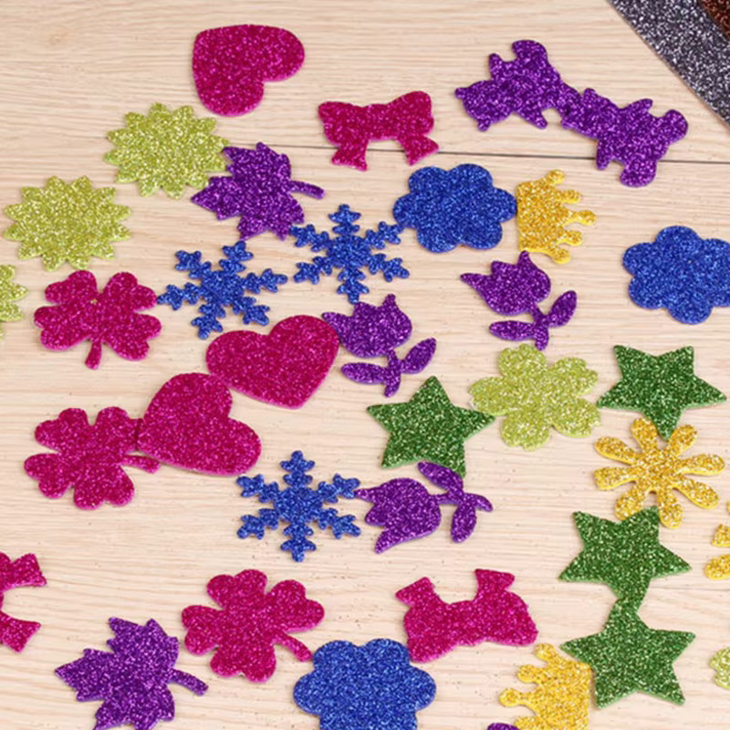 10 Stück selbstklebendes Glitter-Schaumpapier in Silber und Multicolour für DIY-Handwerk und Bastelarbeiten - Bild 6