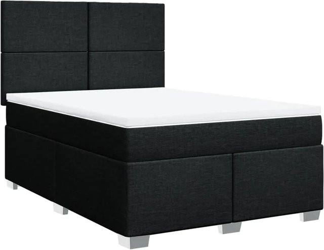 vidaXL Boxspringbett mit Matratze Schwarz B/T/H: 140 x 200 x 144 cm Hybrid-Konstruktion mit Taschenfederkern - Bild 1