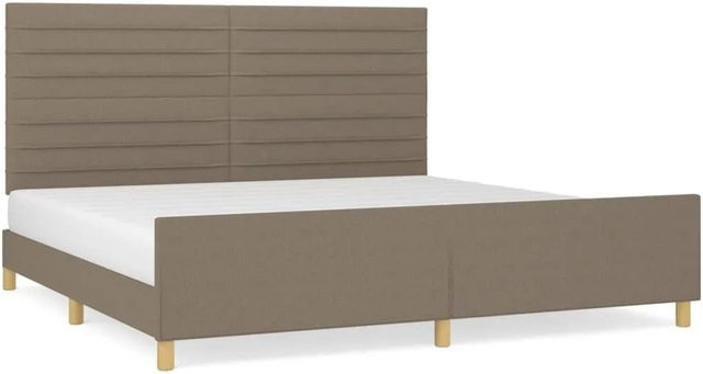 vidaXL Bettgestell mit Kopfteil in Taupe aus Stoff und Holz, B/T/H: 200 x 200 x 128 cm - Bild 1