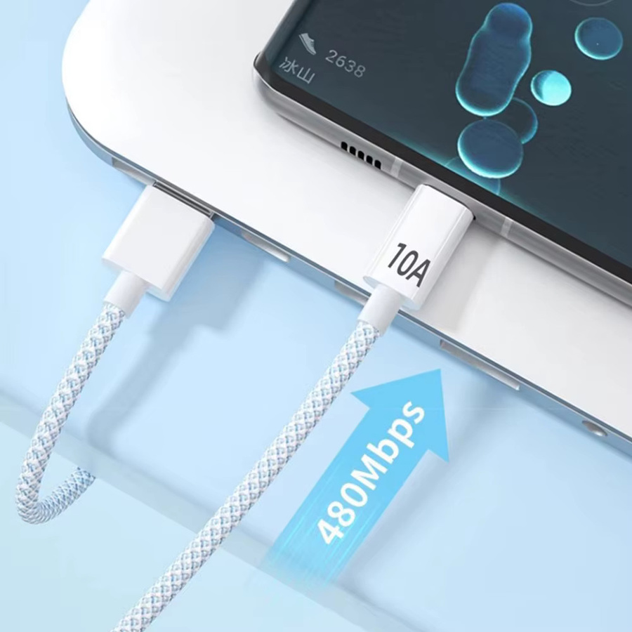 BAPPSUS USB Typ C Schnellladegerät 120W 10A Ladekabel für iPhone, Samsung, Huawei und Mi in Blau - Bild 2
