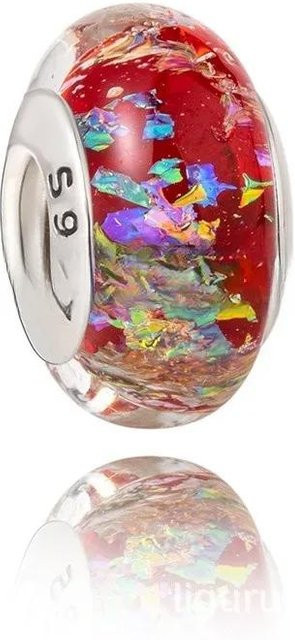 Charms Murano Glas, Bunt, Regenbogen, Schneeflocken, Sterne, Damen - Bild 1