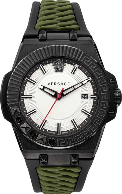 Versace Herrenuhr, Quarz, Edelstahl, Silber, Silikon, 46 mm, 5 ATM - Bild 1