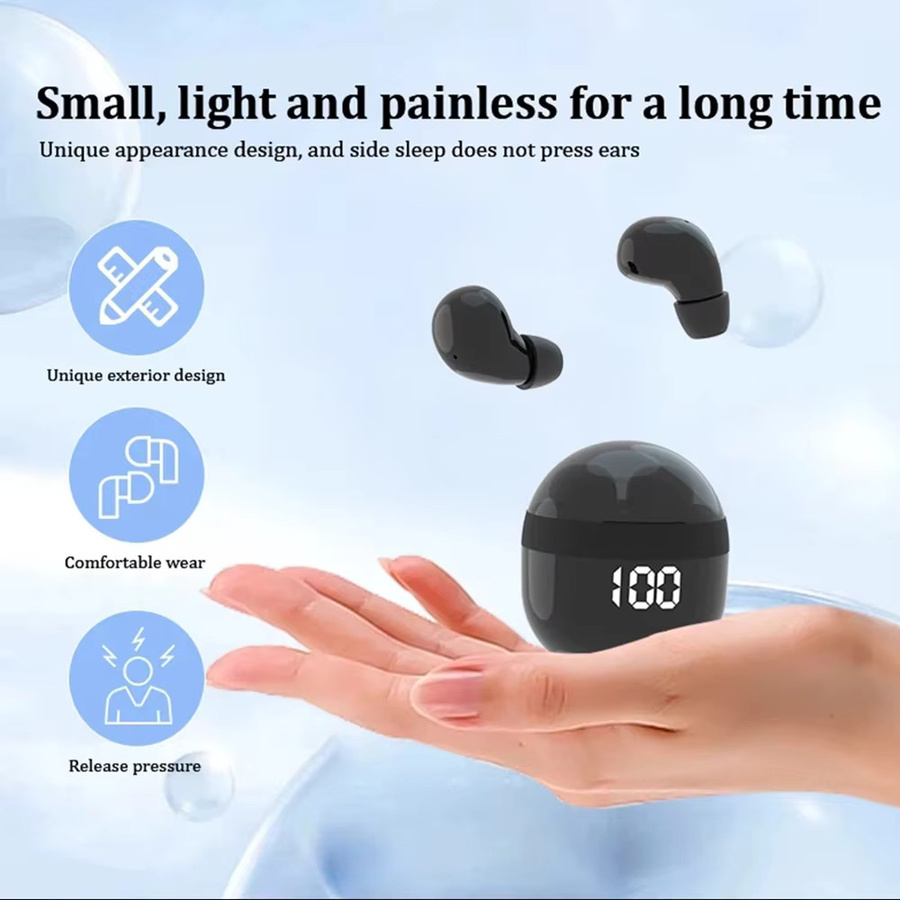 YOCUNKER Mini Wireless Bluetooth 6.0 In-Ear Kopfhörer mit Geräuschunterdrückung und HiFi-Stereo in Schwarz für Seitenschläfer und Sport - Bild 4