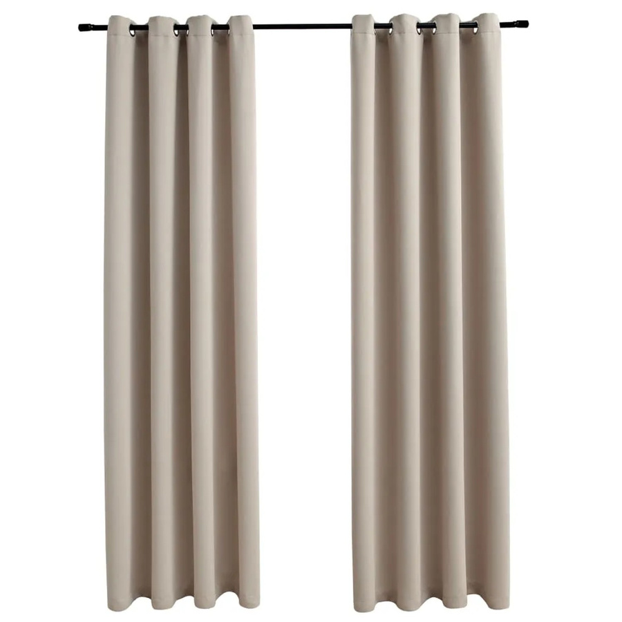 vidaXL Verdunkelungsvorhänge mit Metallösen, 2 Stück, Beige, Breite: 140 cm, Höhe: 175 cm - Bild 2