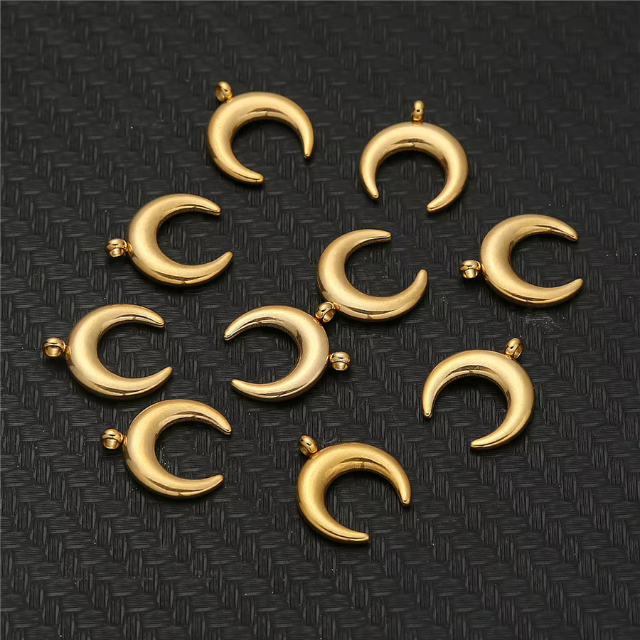 misenbaba Anhänger Crescent Moon Charms, Edelstahl, Gold, Unisex - Bild 2