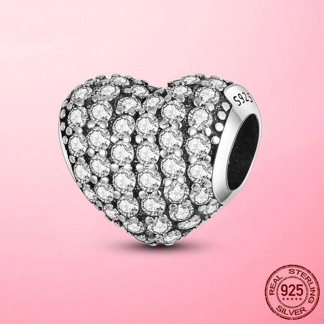 Charm Herz, 925 Silber, Perle, Zirkonia, Damen - Bild 1