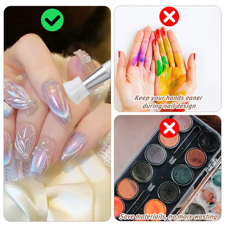 YIKOOLIN Nagelschwämme für Ombre-Nagelkunst mit Metallhalter und Box, White - Bild 4