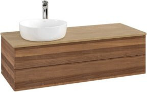 V&B Waschtischunterschrank Antao mit Beleuchtung, Eiche Honig und Walnuss, Braun, B/T/H: 120 x 50 x 50 cm - Bild 1