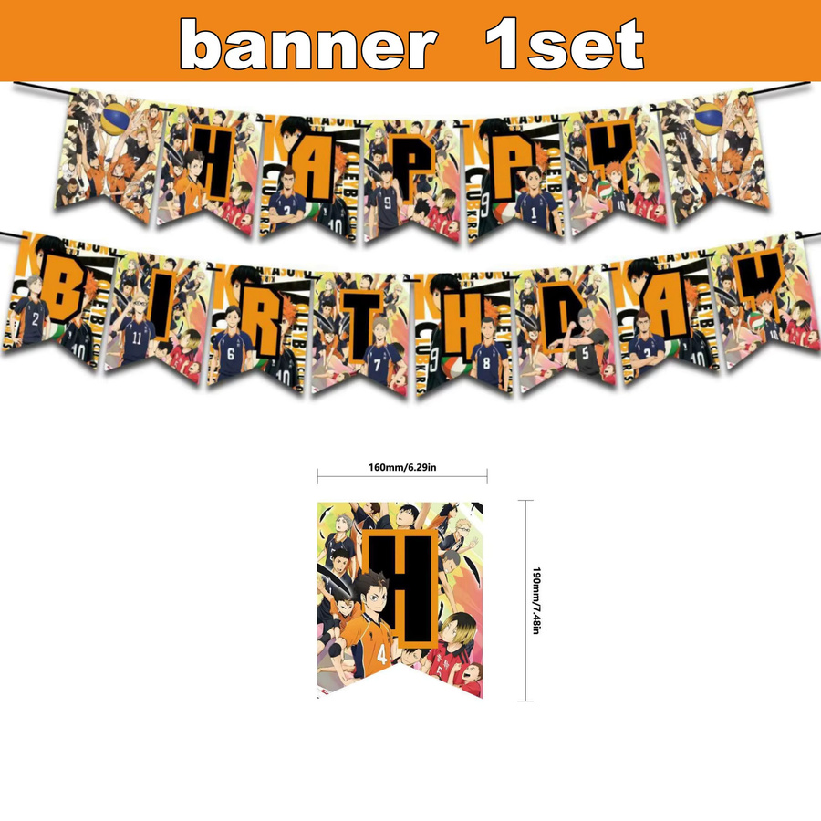 Potdemiel Haikyu Geburtstagsparty-Dekorationsset in Mehrfarbig mit Banner, Latexballons und Tortendekoration für Kinder - Bild 3