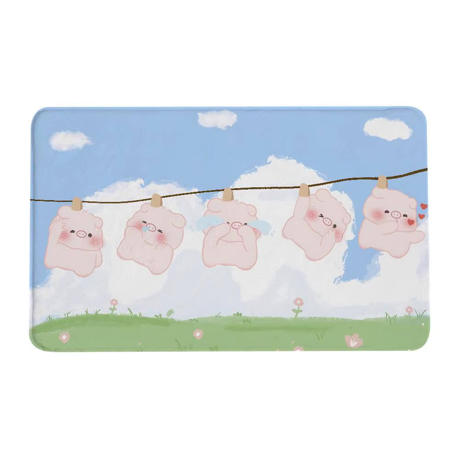 52TOYS Kawaii Schwein Lulu Fußmatte aus Polyester mit Anti-Rutsch-Funktion, B/T: 60 x 40 cm - Bild 3