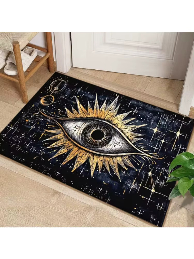 Retro Evil Eye Fußmatte in Schwarz, rechteckiger Teppich aus Polyester für den Eingang, Balkon oder das Schlafzimmer, Breite: 50 cm, Tiefe: 1 cm - Bild 2