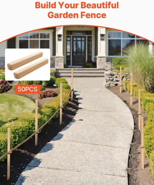 50 Stück Holz-Gartenpfähle von Buying Solutions MB aus Tannenholz, braun, B/B/H: 1,9 x 1,9 x 91,4 cm - Bild 1