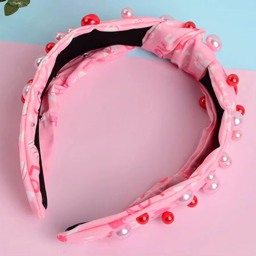 Stirnband, rote Perle, Stoff, Damen - Bild 1