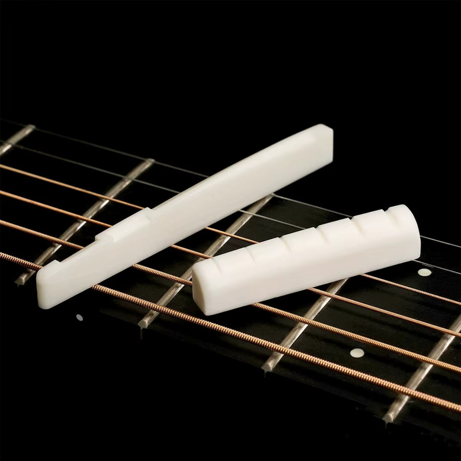 Miwayer Set aus 4 Knochensteg-Sattelmuttern für 6-saitige Akustikgitarren aus Rindknochen in Weiß - Bild 4