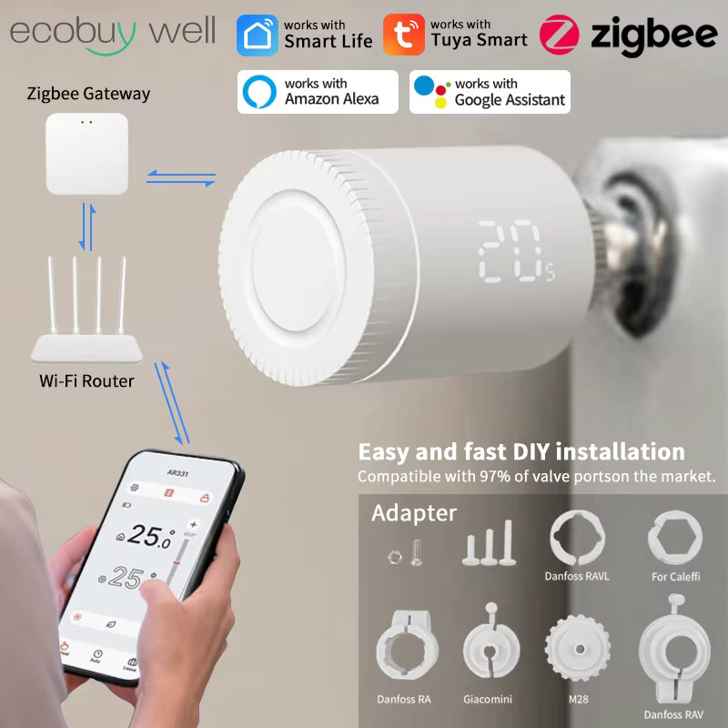 Tuya Smart Thermostatventil Zigbee 3.0 mit App- und Sprachsteuerung, weißer Temperaturregler für dein Smart Home - Bild 2