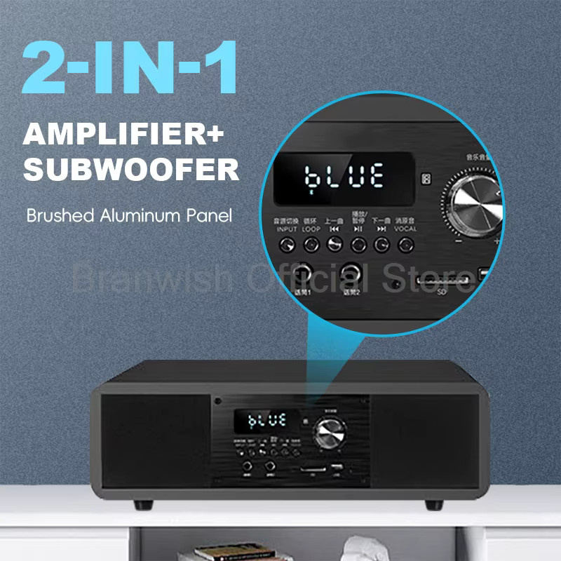 Branwish 5.1-Kanal-Heimkinosystem in Schwarz mit 200 W Spitzenleistung, Subwoofer, Bluetooth 5.0 und kabellosem Mikrofon für Heim-KTV - Bild 3