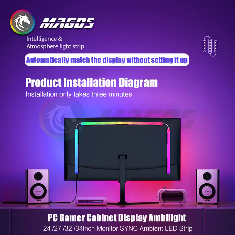 Skydimo RGB Monitor Ambilight LED Streifen für PC und E-Sport mit USB-Anschluss und Software-Steuerung, Multicolour - Bild 2