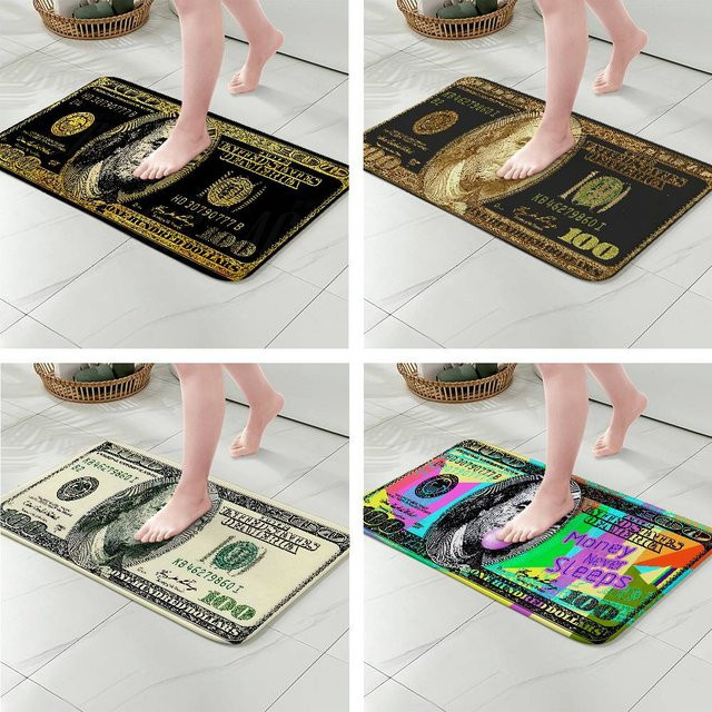 Moderner Dollar-Geld-Teppich von 52TOYS in Schwarz für Wohnzimmer und Schlafzimmer - Bild 1