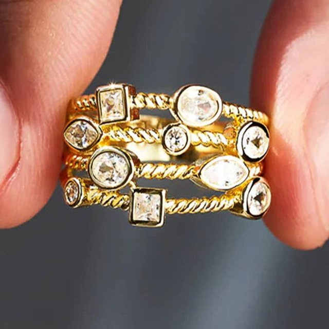 Huitan Ring, goldfarben, Zirkonia, Damen - Bild 1