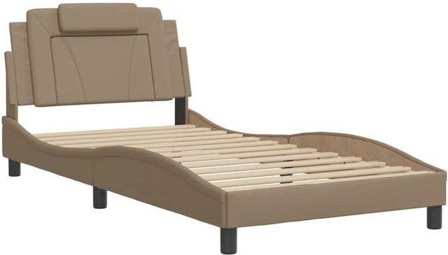vidaXL Bettgestell mit LED-Beleuchtung und USB-Anschluss in Cappuccino-Braun, B/T/H: 100 x 200 x 105 cm - Bild 1