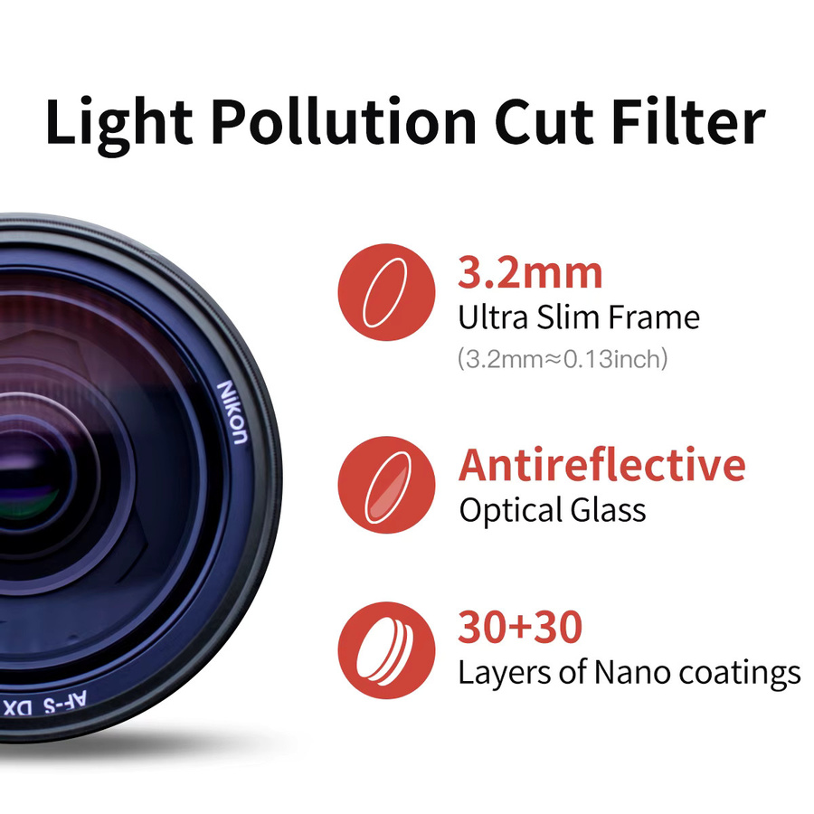Mecoright Clear Natural Night Filter zur Reduzierung von Lichtverschmutzung für Canon Sony Nikon Kameraobjektive in Transparent - Bild 2