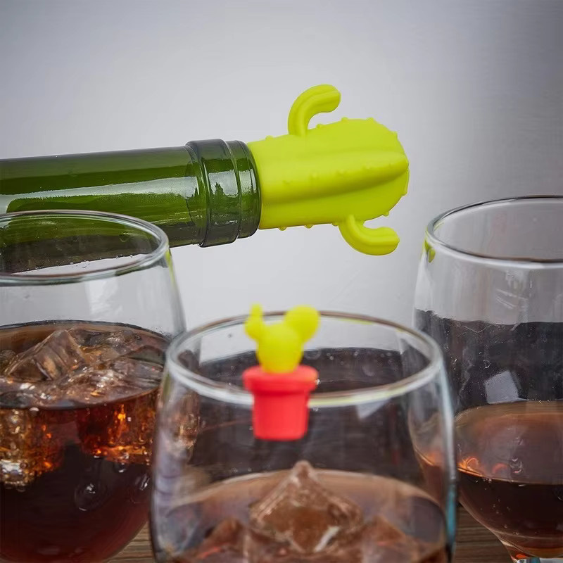 SUNFILI Weinflaschenstopper in Kaktus-Form aus Silikon, Blau - Bild 4