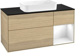 V&B Waschtischunterschrank Finion in Platinbraun mit Eichenoberfläche, Breite: 120 cm, Tiefe: 50,1 cm, Höhe: 50,1 cm - Bild 1