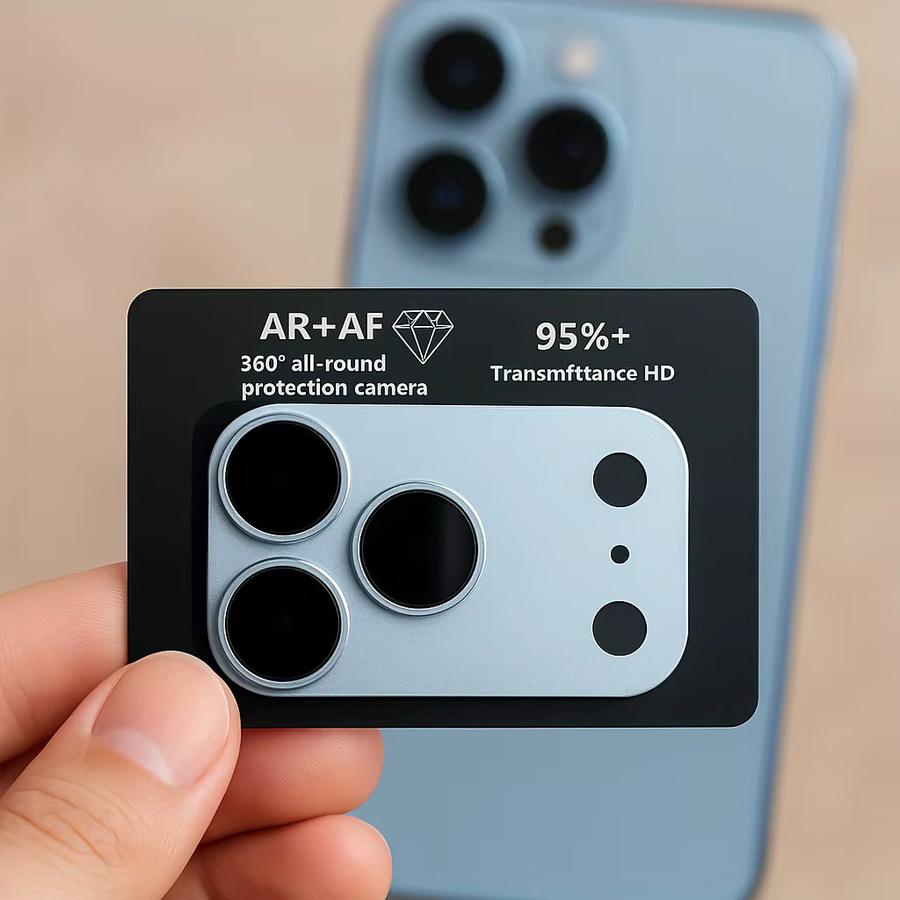 AR+AF HD Kamera-Schutzfolie für 17 Pro Max Pro mit Aluminium-Metallring in Schwarz, kratzfester Vollschutz aus gehärtetem Glas - Bild 2