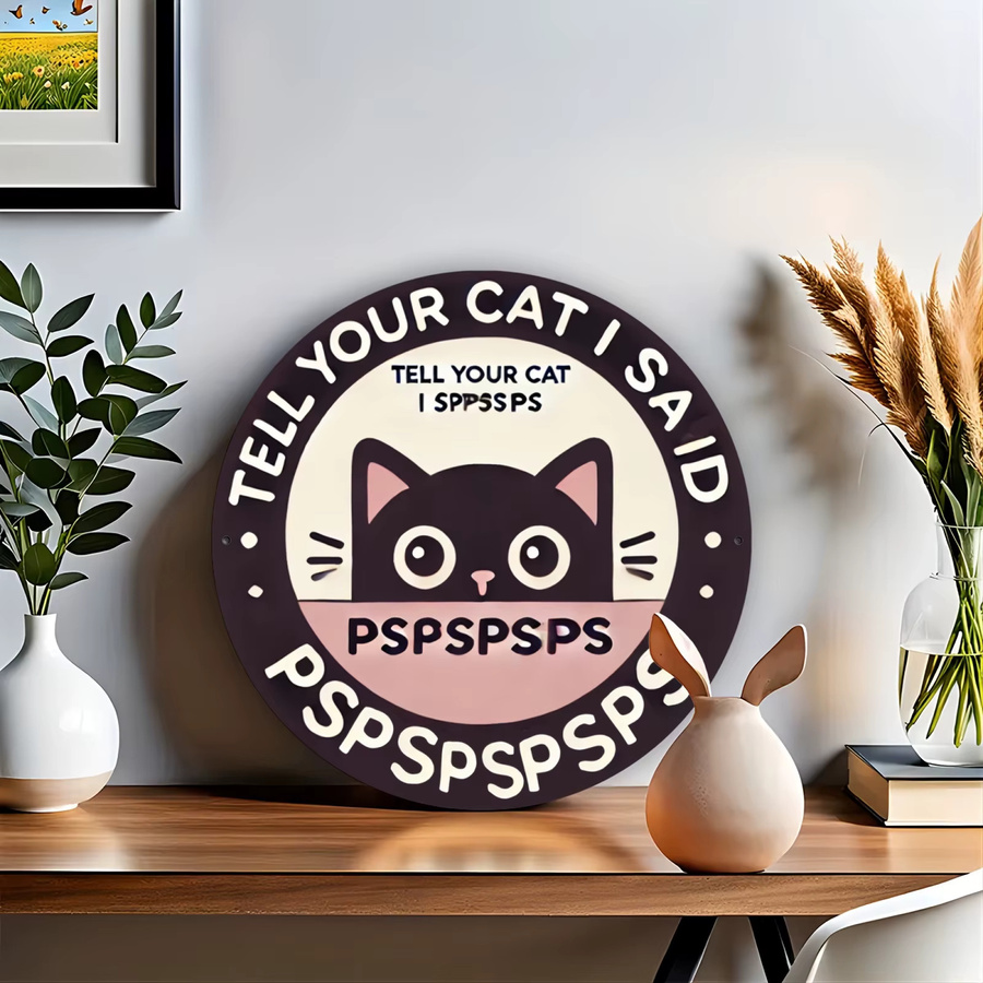 Potdemiel Aluminiumschild Tell Your Cat I Spps Runde Metallwanddekoration Mehrfarbig Durchmesser: 20 cm - Bild 5