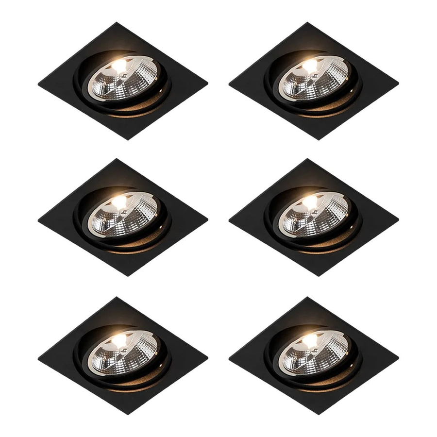 QAZQA Chuck 111 Set mit 6 verstellbaren und dimmbaren Einbaustrahlern aus Aluminium in Schwarz mit GU10 Fassung - Bild 2