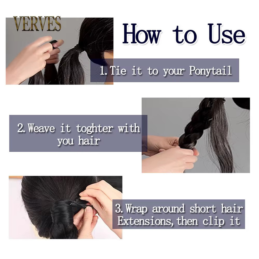 VERVES Haarverlängerung Geflochtener Pferdeschwanz, Synthetisch, Unisex - Bild 3