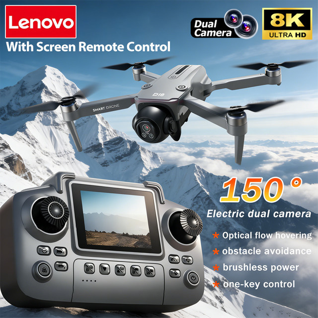 Lenovo D18 Drohne mit 8K HD Doppelkamera, GPS und 5G WIFI, Grauer RC Quadcopter mit Hindernisvermeidung und bürstenlosem Motor - Bild 1