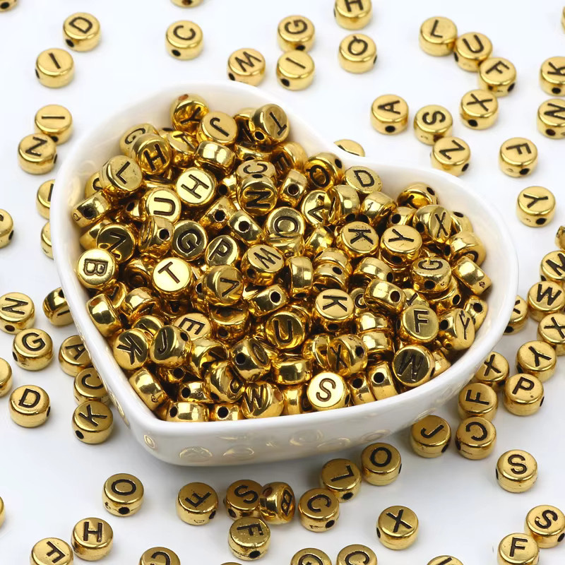 Laudsong Buchstaben-Acrylperlen, goldfarben, Unisex - Bild 5