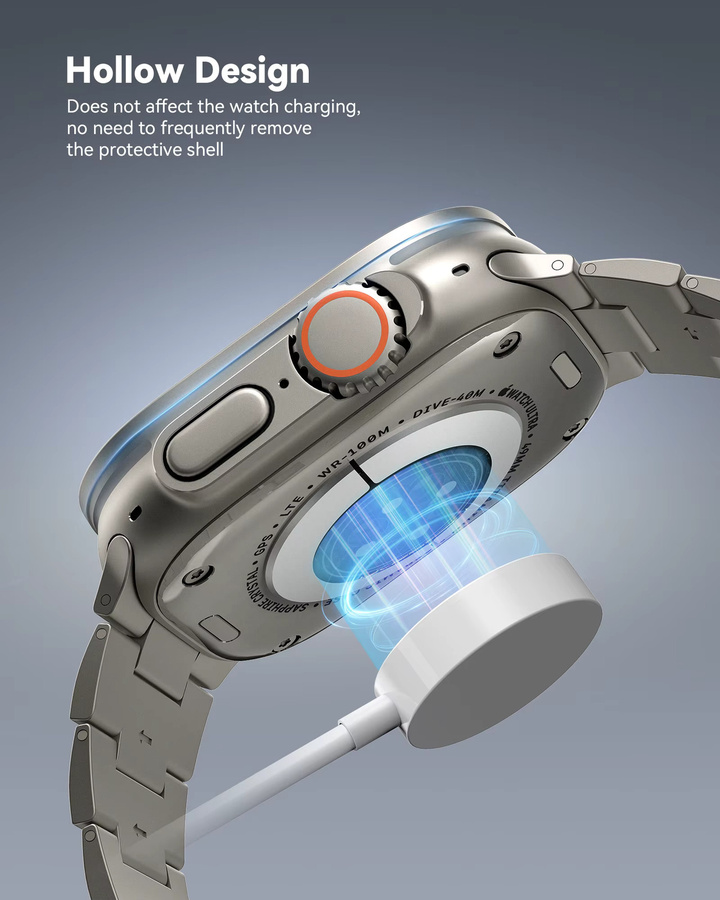 LULULOOK Displayschutzfolie und Hülle für Apple Watch Ultra, Titanlegierung, Silber - Bild 5