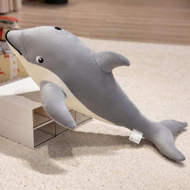 Yiran toy Delfin Plüschtier, Kissen, 50cm, Grau - Bild 1