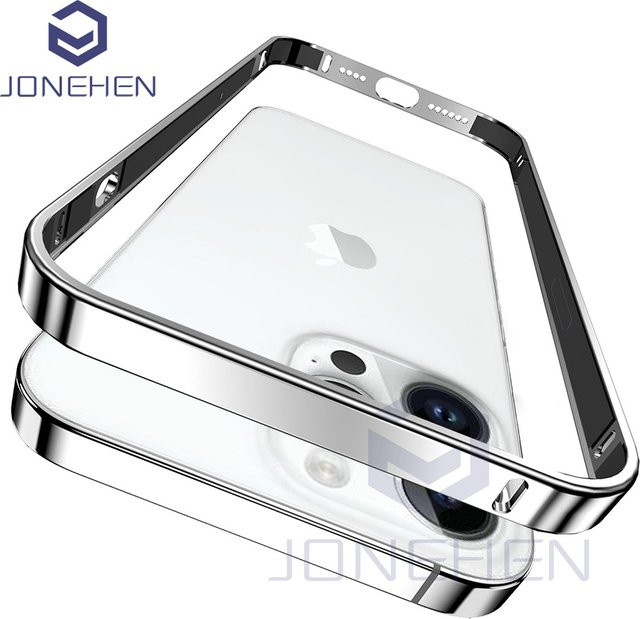 JONEHEN Luxus Aluminium Metall Bumper Case für iPhone 12 13 14 15 16 17 Pro Max in Blau und Silber - Bild 1